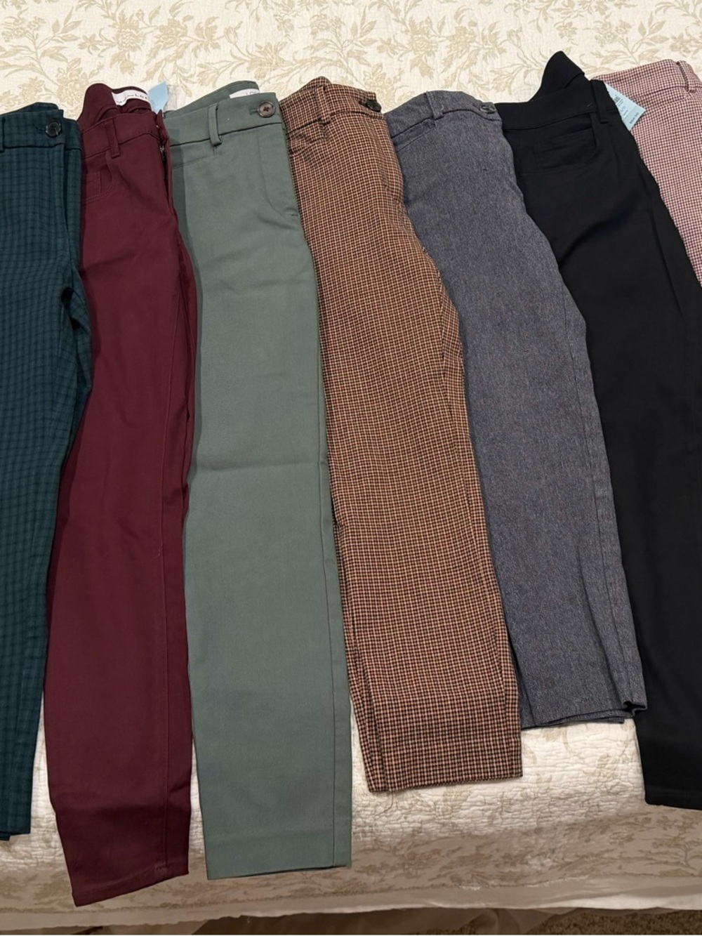 LOFT Skinny Pants Bundle in Teal, Burgundy, Sage, Brown Houndstooth, Gray, Black